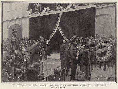 Il funerale di M Zola, trasporto della bara dalla casa in Rue de Bruxelles da Louis Remy Sabattier