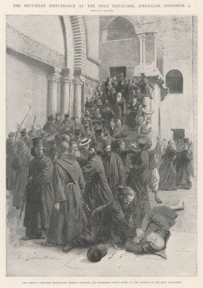 Il disturbo settario al Santo Sepolcro, Gerusalemme, 4 novembre da Louis Remy Sabattier