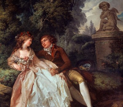Scena galante (con Cupido) (dettaglio) da Louis Rolland Trinquesse