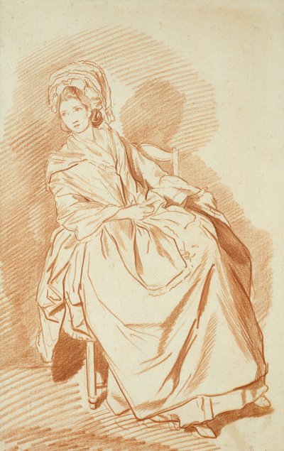 Studio di una signora seduta (gesso rosso su carta) da Louis Rolland Trinquesse