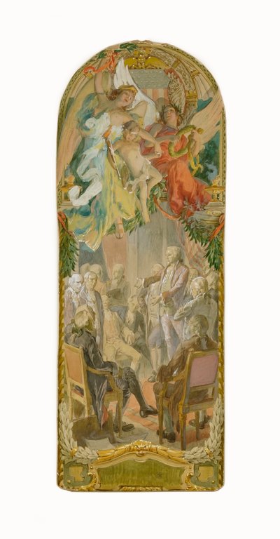 Una sessione legislativa (studio per il pannello, Old Senate Office Building) da Louis Schaettle