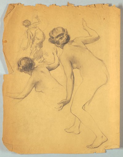 Studio di figura nuda piegata da Louis Schaettle