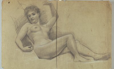 Studio di figura nuda reclinata da Louis Schaettle