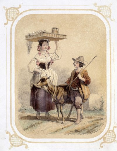 Pastore italiano e contadino - in “Album du jeune voyageur”, illustrato da Louis Lassalle da Louis Simon Lassalle