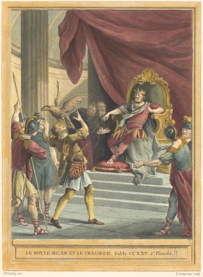 Il re, il nibbio e il cacciatore da Louis Simon Lempereur after Jean Baptiste Oudry