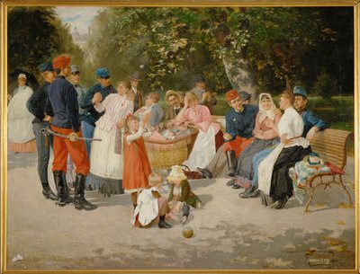 Tate in un parco... (pittura su tela) da Louis Uhl