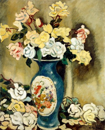 Bouquet di Rose Rosse in un Vaso Blu, c.1920 da Louis Valtat