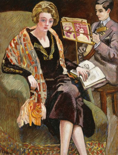 Mme Valtat e suo Figlio con un Banjo da Louis Valtat
