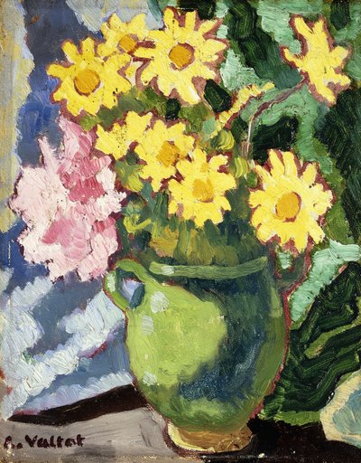 Margherite gialle in una brocca verde da Louis Valtat