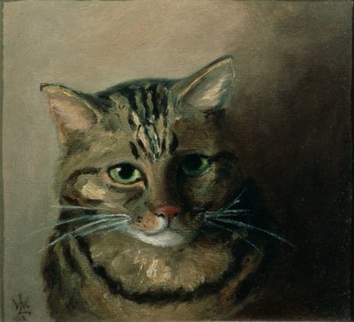 Studio della testa di un gatto tigrato da Louis Wain