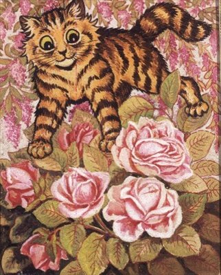 Un Gattino Nascosto in un Cespuglio di Rose da Louis Wain