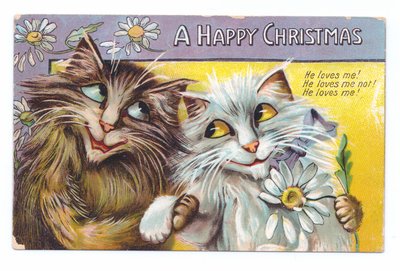 Cartolina di Natale edoardiana di due gatti affettuosi, c.1910 da Louis Wain
