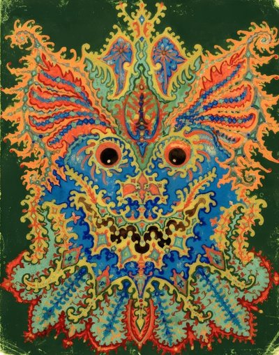 Kaleidoscopio di gatti: motivo di gatti su verde da Louis Wain