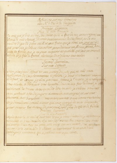"Riflessioni sul mio incontro con il Sig. le Duc de la Vauguyon", manoscritto autografo, gennaio 1767 a inizio 1769 da Louis XVI