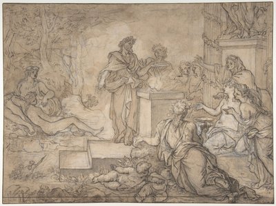 Sacrificio offerto davanti a una statua di Giove da Louis de Boullogne