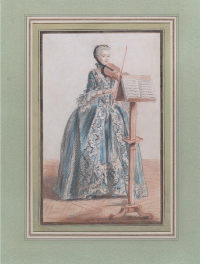 Donna che suona il violino, vista di fronte, ca. 1758-59 da Louis de Carmontelle