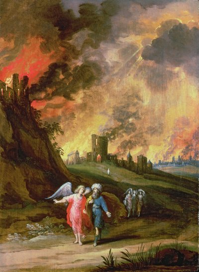 Lot e le sue figlie lasciano Sodoma da Louis de Caullery