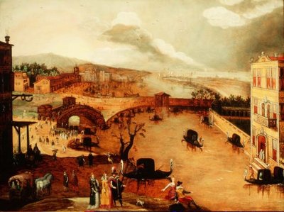 Scena galante in un paesaggio fluviale da Louis de Caullery