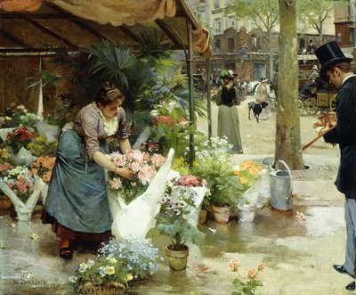 Un mercato dei fiori a Parigi da Louis de Schryver