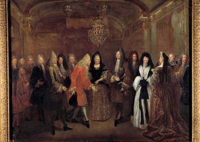Il re Luigi XIV (1638-1715) riceve il principe Federico Augusto di Sassonia da Elisabetta Carlotta d