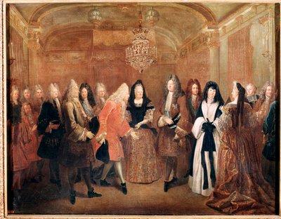 Il re di Francia Luigi XIV riceve il principe Federico Augusto I nel castello di Fontainebleau da Louis de Silvestre