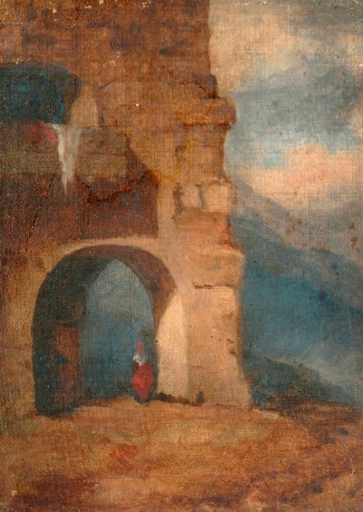 Contadino italiano in arco di pietra, 1880-1900 da Louisa Starr