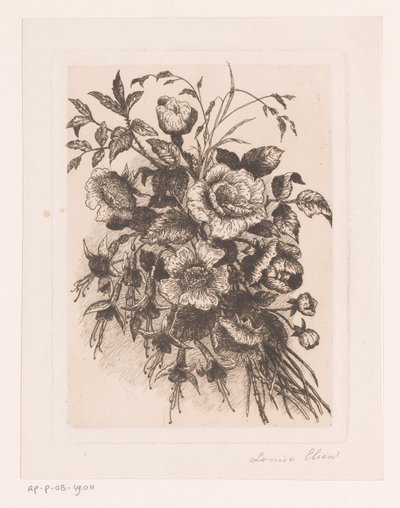 Natura morta con fiori, rose e anemoni da Louise Elsen (attributed to)