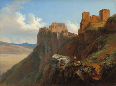 Vista del Castello di San Giuliano, vicino a Trapani, Sicilia, c. 1824-1826 da Louise Josephine Sarazin de Belmont