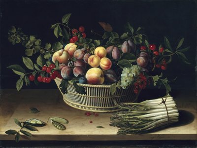 Natura morta con un cesto di frutta e un mazzo di asparagi, 1630 da Louise Moillon