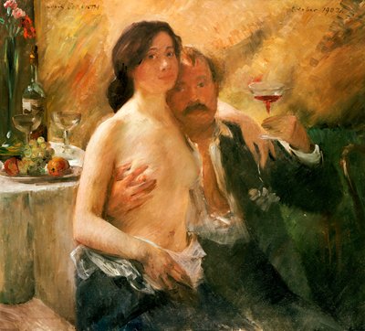 Autoritratto con Donna Nuda e Bicchiere da Lovis  Corinth