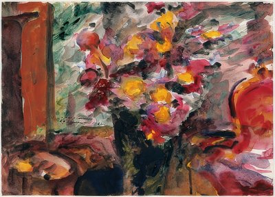 Vaso di fiori su un tavolo. 1922 da Lovis Corinth