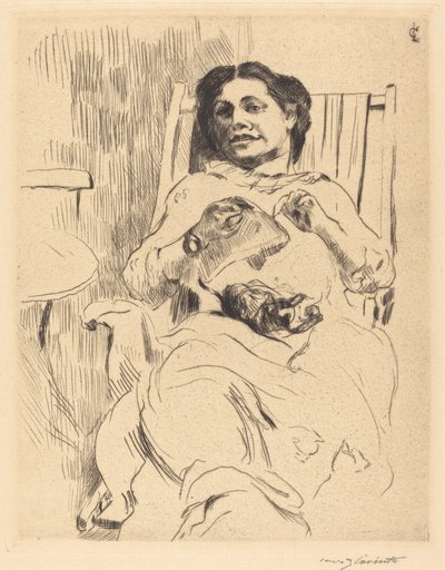Donna con ricamo da Lovis Corinth