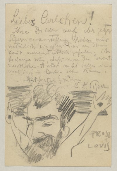 Lovis Corinth a Carl Strathmann: Cartolina, timbro postale 16 gennaio 1903 da Lovis Corinth