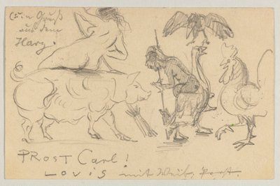Cartolina, timbro postale 21 luglio 1905 da Lovis Corinth
