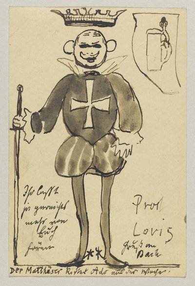 Lovis Corinth a Carl Strathmann: Cartolina, timbro postale 21 giugno 1902 e 22 giugno 1902 da Lovis Corinth