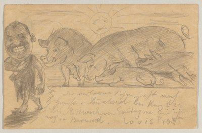Lovis Corinth a Carl Strathmann: Cartolina, timbro postale 25 agosto 1899 da Lovis Corinth