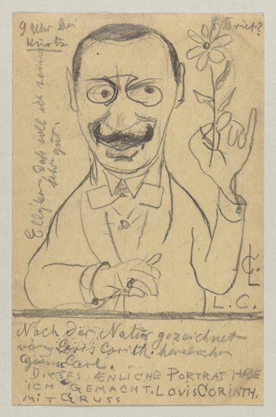 Lovis Corinth a Fräulein Elly Franke: Cartolina, timbro postale 28 agosto 1897 da Lovis Corinth