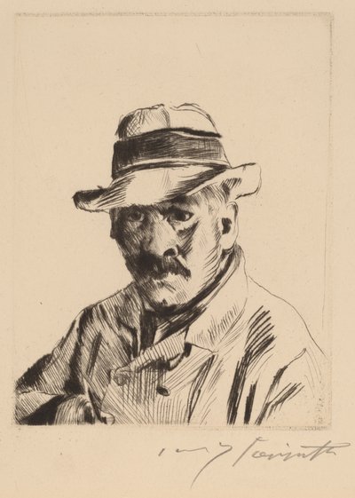 Autoritratto con cappello di paglia, busto da Lovis Corinth