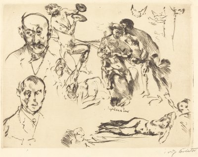 Schizzi di uomini, incluso Max Liebermann, c. 1915 da Lovis Corinth