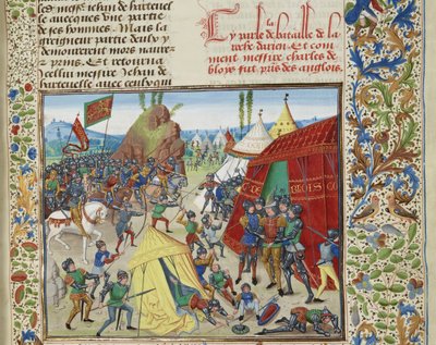 Carlo di Blois catturato nella battaglia di La Roche-Derrien da Loyset Liedet