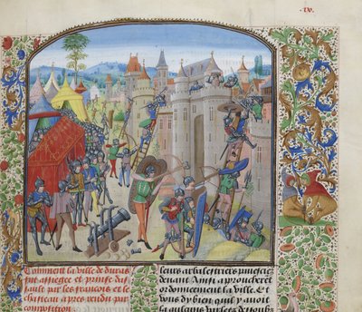 Assedio del castello di Duras da parte dei francesi nel 1377 da Loyset Liedet