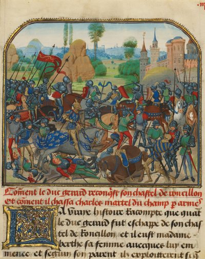 La battaglia davanti al castello di Roussillon da Loyset Liedet