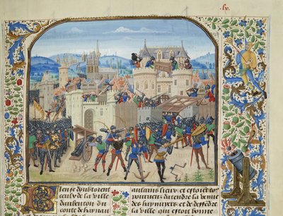 Guglielmo II, conte di Hainaut, prende e distrugge Aubenton da Loyset Liedet