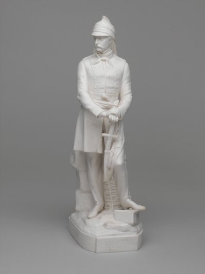 Statuetta in porcellana di Parian del Tenente (poi Maggiore) William Hodson da Ltd Mintons