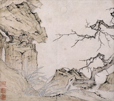 Narciso, albero di prugne in un paesaggio da Lu Zhi