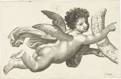 Putto fluttuante con corona da Lubertus Teunis van Deth