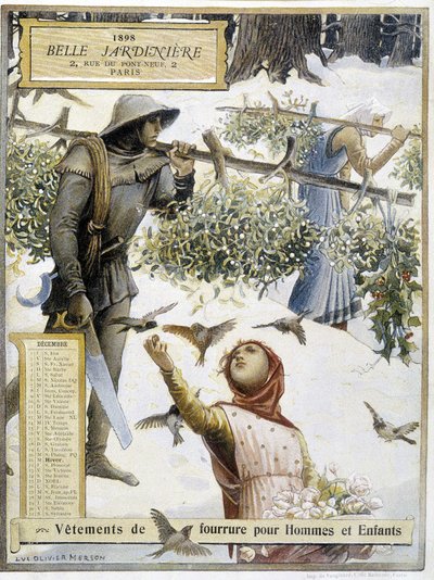 Dicembre: raccolta del vischio - di Luc-Olivier Merson nel Calendario del negozio La belle jardinière da Luc Oliver Merson