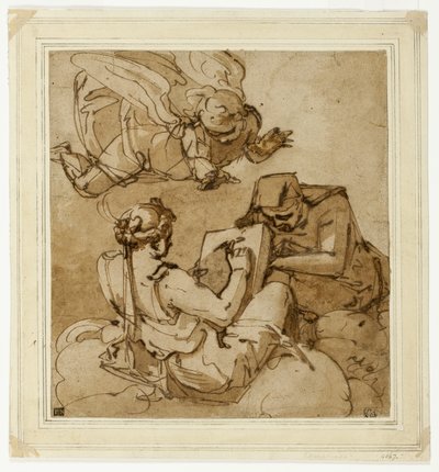 Soggetto allegorico (Angelo sopra due sibille) da Luca Cambiaso