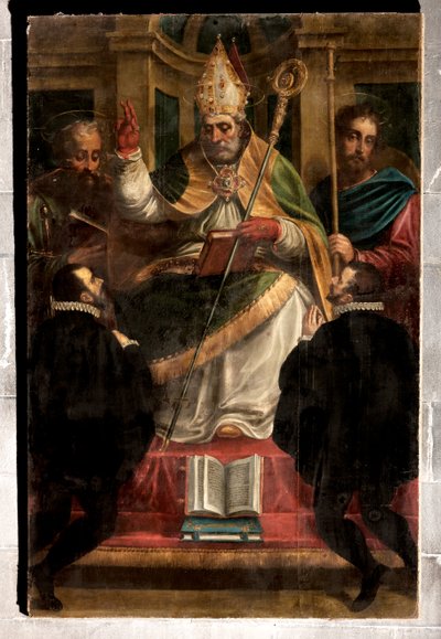 Genova, Duomo (Cattedrale di San Lorenzo): "San Gottardo tra San Paolo e San Giacomo e due devoti inginocchiati" (1571), di Luca Cambiaso (con ridipinture di Carlo Giuseppe Ratti) da Luca Cambiaso