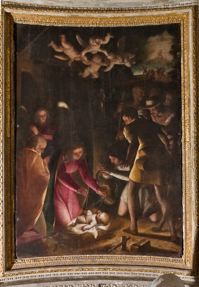 Genova, Duomo (Cattedrale di San Lorenzo), interno, Cappella Lercari o Cappella del Santissimo Sacramento (abside nord): "Adorazione dei pastori", di Luca Cambiaso da Luca Cambiaso
